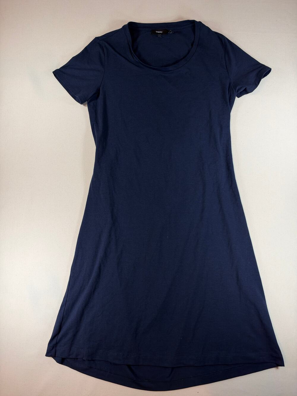 Theory Liliana S Open Back T-Shirt Dress Navy Blue Womens Size L